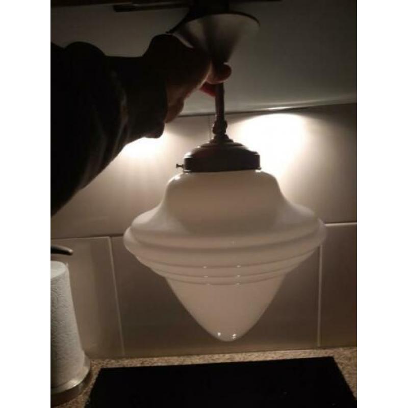 Art deco lamp hanglamp hallamp schoollamp opaline kap