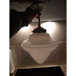 Art deco lamp hanglamp hallamp schoollamp opaline kap