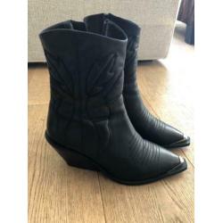 Zwarte leren cowboyboots maat 38 van Asos