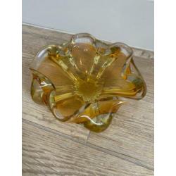 Murano kristalglas amber kleur schaal