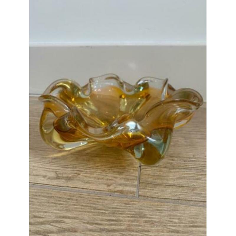 Murano kristalglas amber kleur schaal