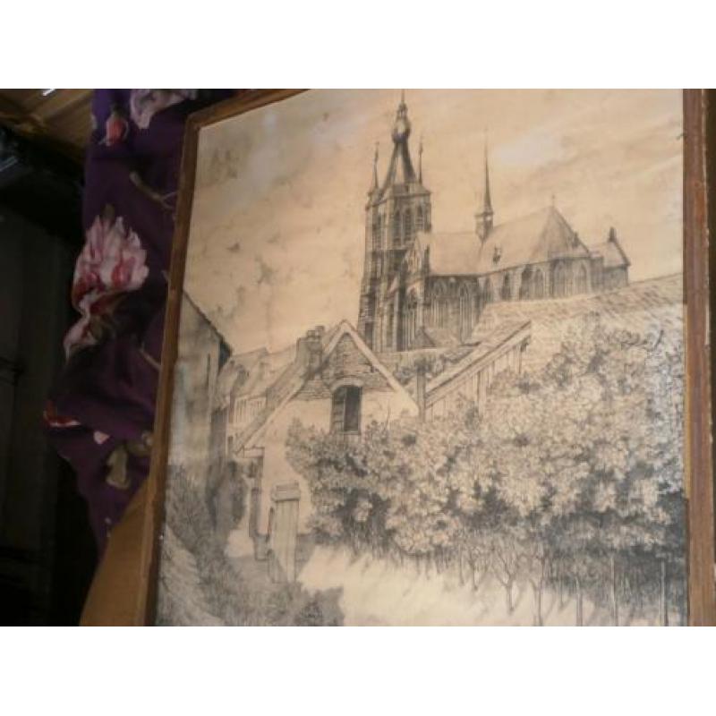 Alle Zoethout, 1906, Losse tekening,kerk in Zaandam ???