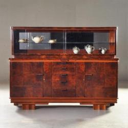 Antieke kasten / Art deco buffet met vitrinekast met schu...