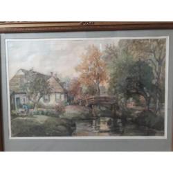 P.M.Hendriks aquarel te Giethoorn 1968