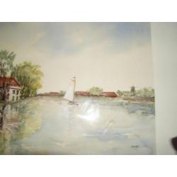 Mooie Aquarel Gezicht op de Vecht, van Huib W.BIJL