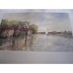 Mooie Aquarel Gezicht op de Vecht, van Huib W.BIJL