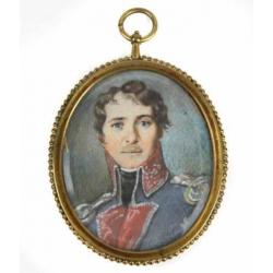 =officier= ca 1800 =facet geslepen glas=PORTRET - MINIATUUR=