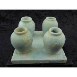 Egyptian faience set of make-up/Kohl pots on platter