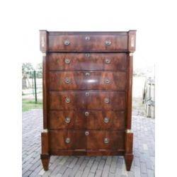 Antieke Empire Mahonie Chiffoniere Topstaat