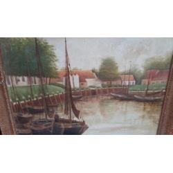 Oud schilderij 1946 gesigneerd JT vintage