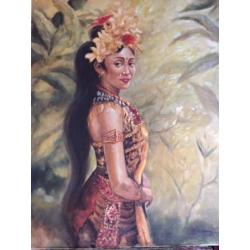 Balinese vrouw in oilieverf