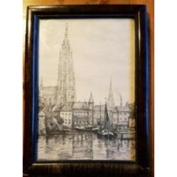 Orig tekening Lieve Vrouwenkerk Breda P. Bakker.