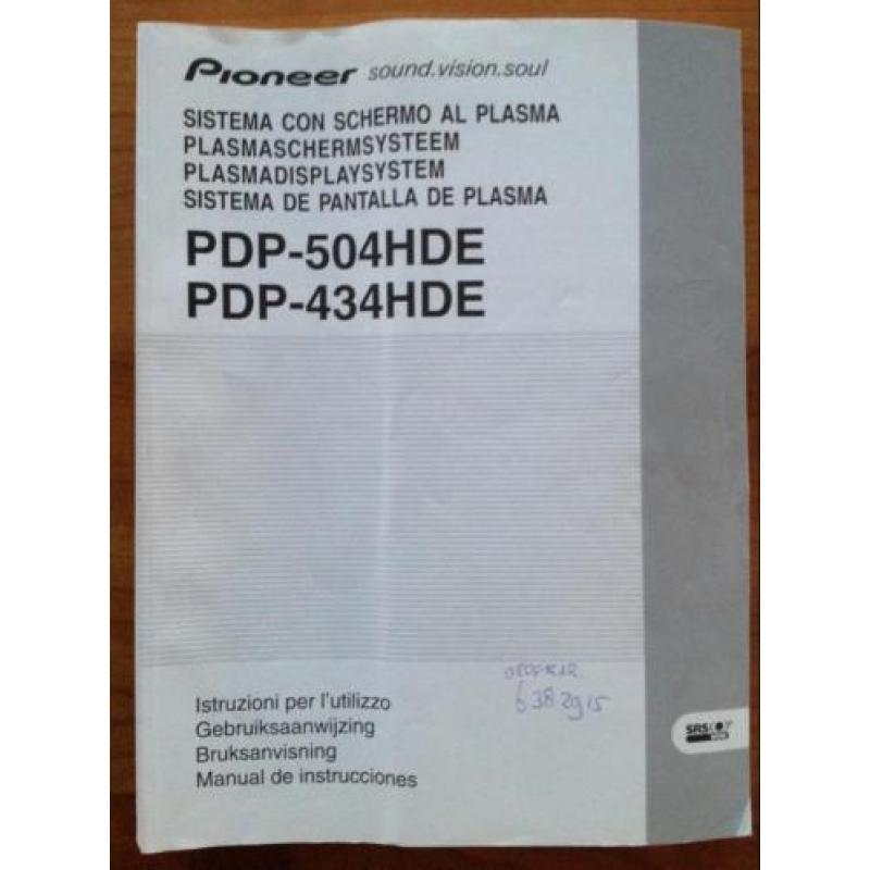 Te koop Pioneer 50" plasma tv incl. voet