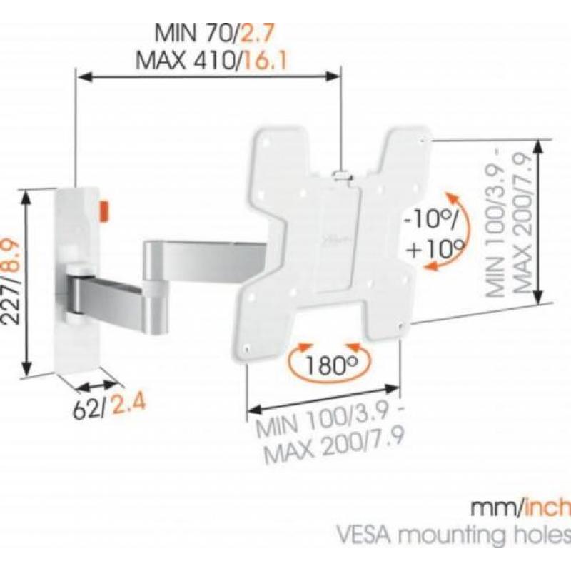 Vogels WALL 3145 wit muurbeugels