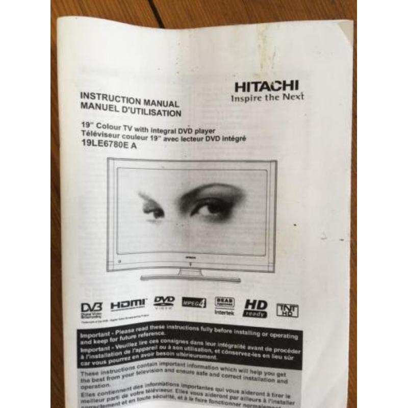 Prima kleuren tv incl. dvd speler, Hitachi, 47 cm diagonaal