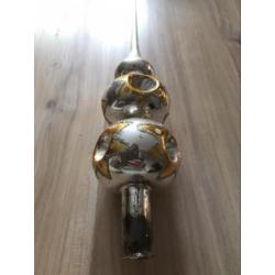 Brocante kerstboom piek kerstversiering deuk zilver oranje