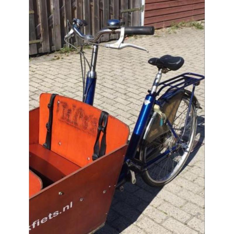 Bakfiets long met huif en afdekzeil