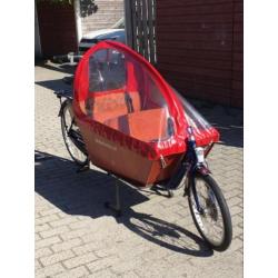 Bakfiets long met huif en afdekzeil