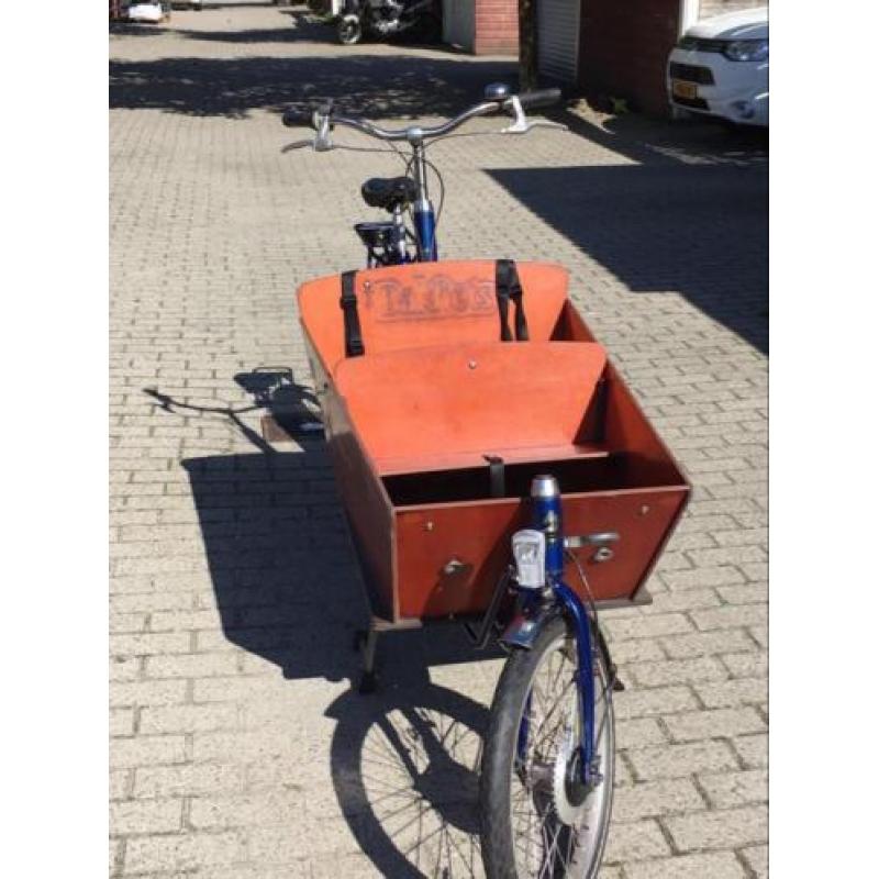 Bakfiets long met huif en afdekzeil