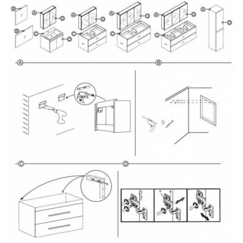 Badmeubelset Differnz The Collection 80x43x61 cm Zwart/Zw...