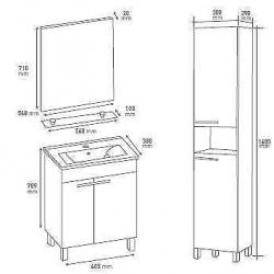 Complete badkamermeubel set Ruby 60cm incl spiegel / verl...