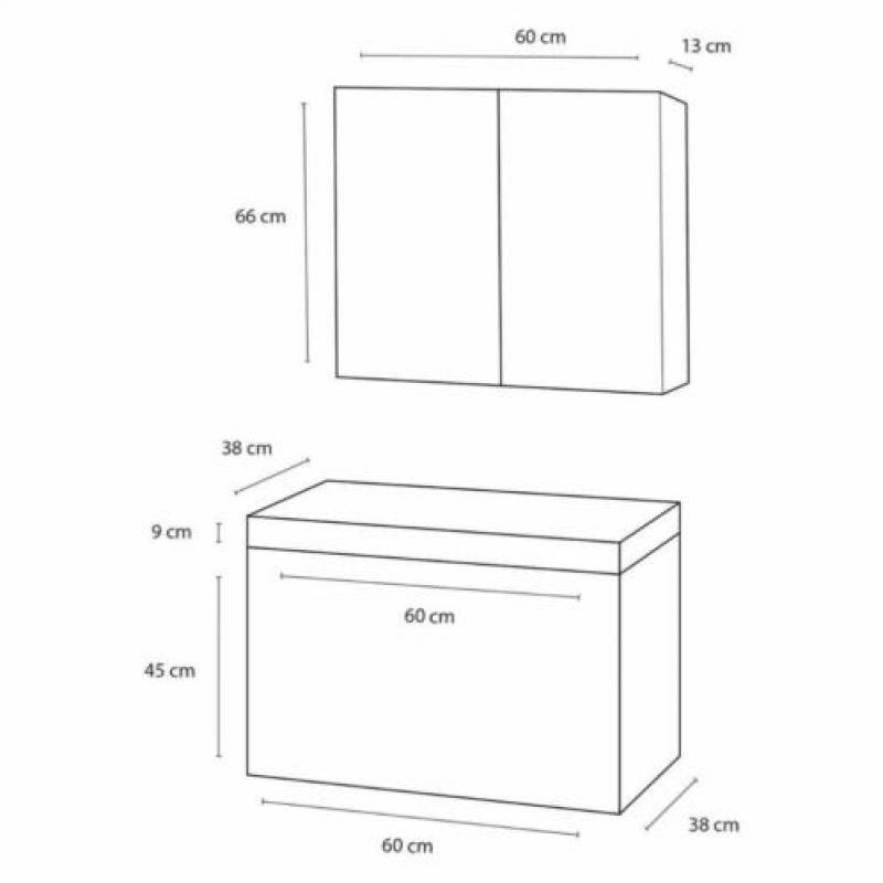 Badmeubelset Differnz Shallow 60x54x38 cm Mat Zwart (Met ...