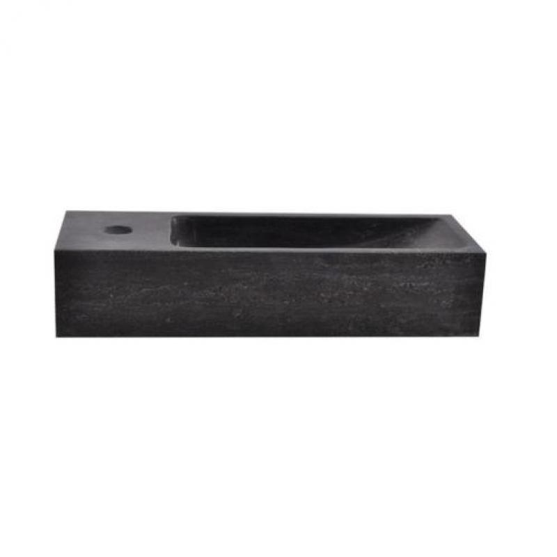 BWS Hardsteen Fontein Zwart Smal 38x14x8 cm (Kraangat Links)