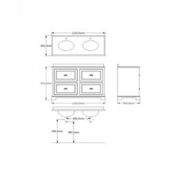 Badkamermeubel set van Heck Traditional 130 cm Wit (4 lades)